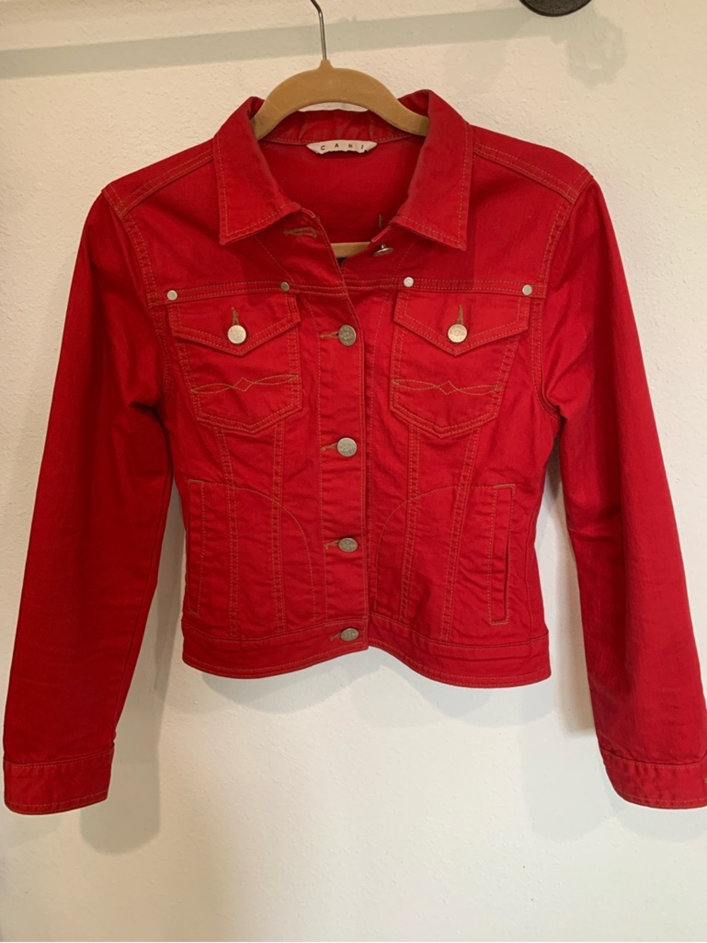 Bold Red CAbi Women’s Denim Jacket - Casual Button-Up, XS - Picture 1 of 7